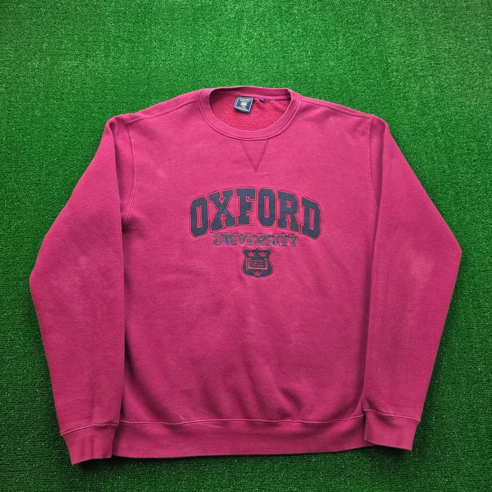 Oxford University Crewneck Sweatshirt Mens‎ XL Burgundy Red Embroidered Crest